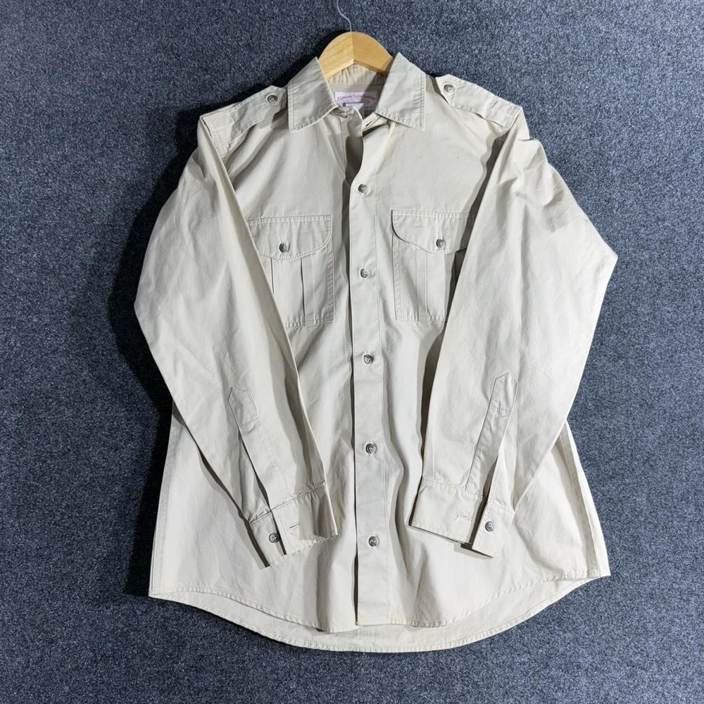 Filson Safari Shirt Mens 40 Khaki Cotton Style 52 Made in USA Vintage Button Up